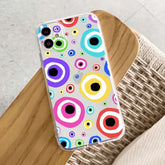 Cartoon Transparent Devil Eyes Embossed Painted Apple Phone Soft Case Protective Case